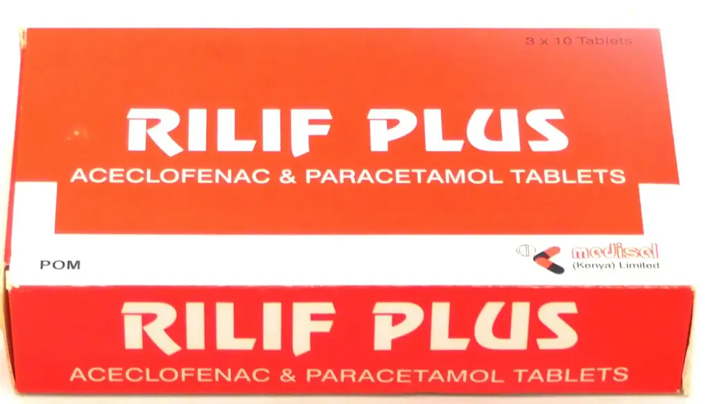 Aceclofenac/Paracetamol 100/500mg Tablets (Rilif Plus)