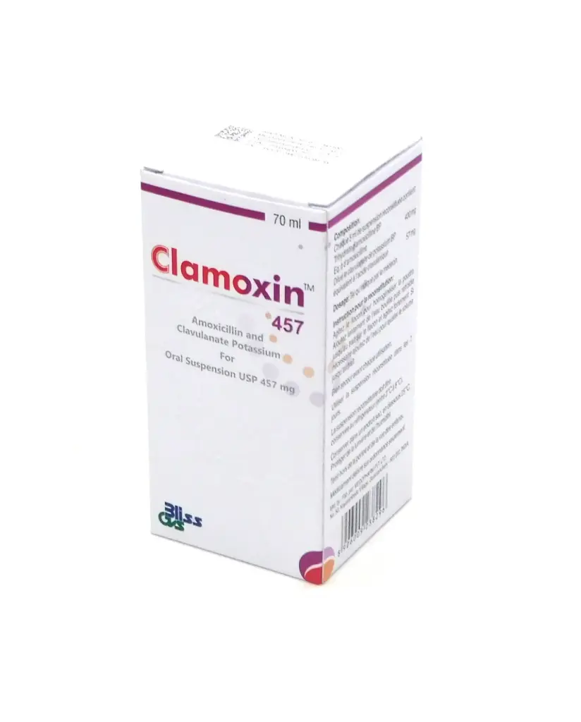 Amoxicillin/Clavulanate Potassium 457mg/5ml Suspension 70ml (Clamoxin)