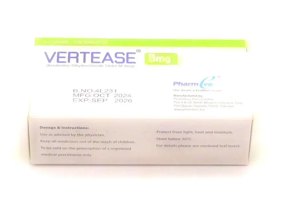 Betahistine 8mg Tablets (Vertease)