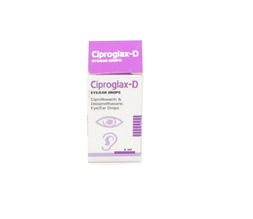 Ciprofloxacin/Dexamethasone 0.3%/0.1%w/v 5ml Drops (Ciproglax-D)