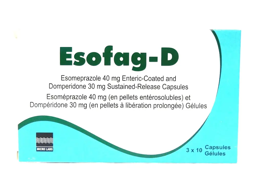 Esomeprazole 40mg/Domperidone 30mg Tablets (Esofag-D)