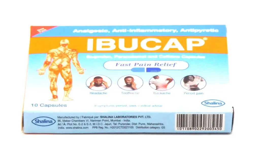 Ibuprofen/Paracetamol/Caffeine 200mg/325mg/30mg Capsules (IBUCAP)