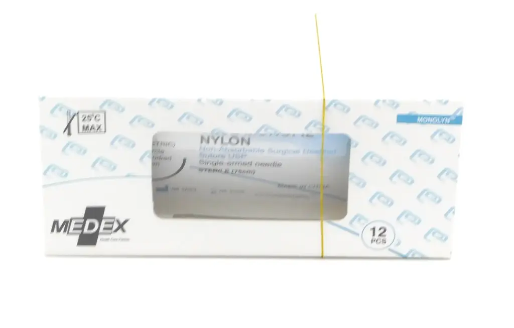 Nylon Surgical Sutures 40mm With Single Needle 75cm Size 2/0 Round Body (Medex)