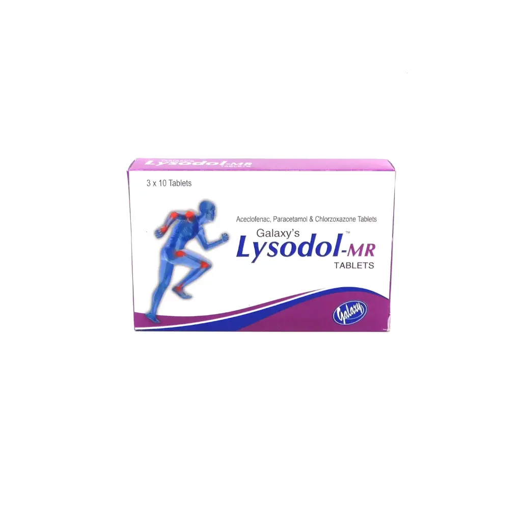 Aceclofenac/Paracetamol/Chlorzoxazone 100/500/250mg Tablets (Lysodol MR)