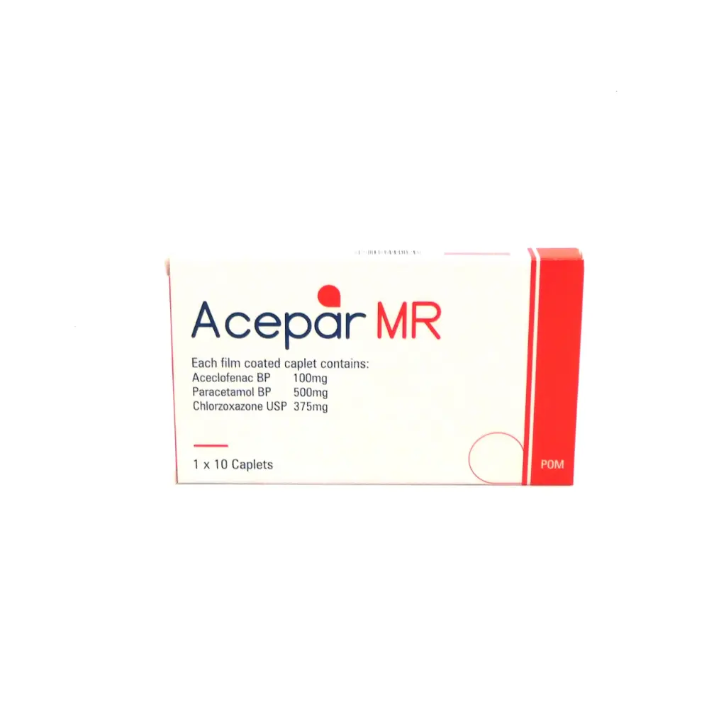 Aceclofenac/Paracetamol/Chlorzoxazone 100/500/375mg Tablets (Acepar-MR)