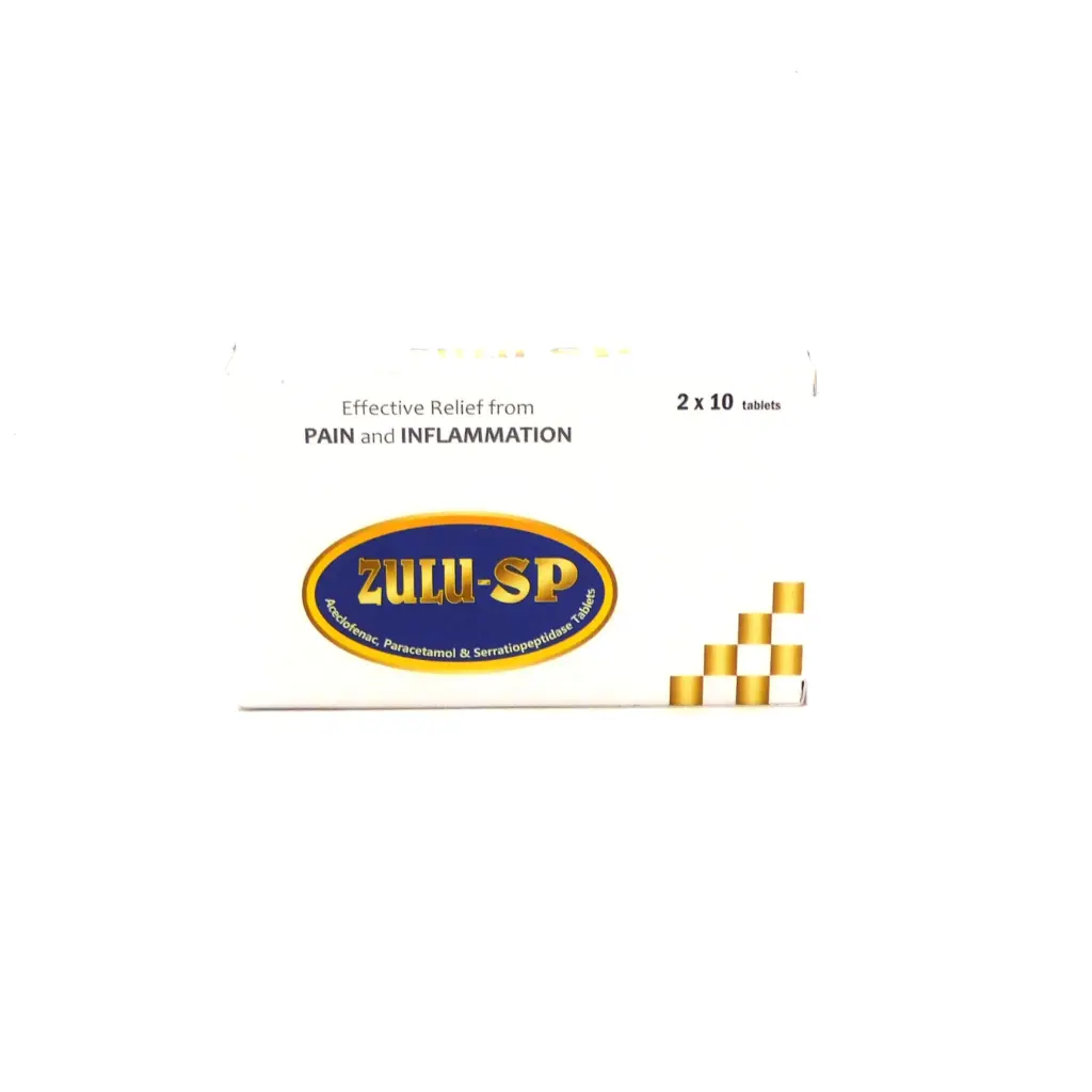 Aceclofenac / Paracetamol / Serratiopeptidase 100/500/15mg Tablets (Zulu SP)