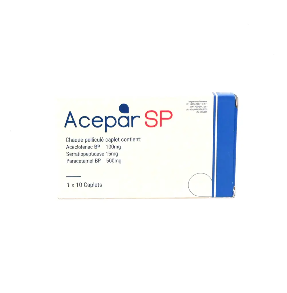 Aceclofenac / Paracetamol / Serratiopeptidase 100mg/500mg/15mg (Acepar-SP)