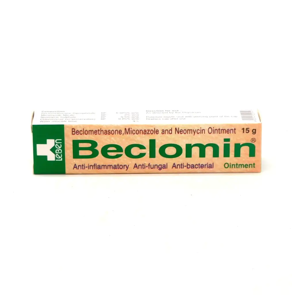 Beclometasone/Miconazole/Neomycin Ointment 15g 0.025%/2%/0.5%w/w (Beclomin)