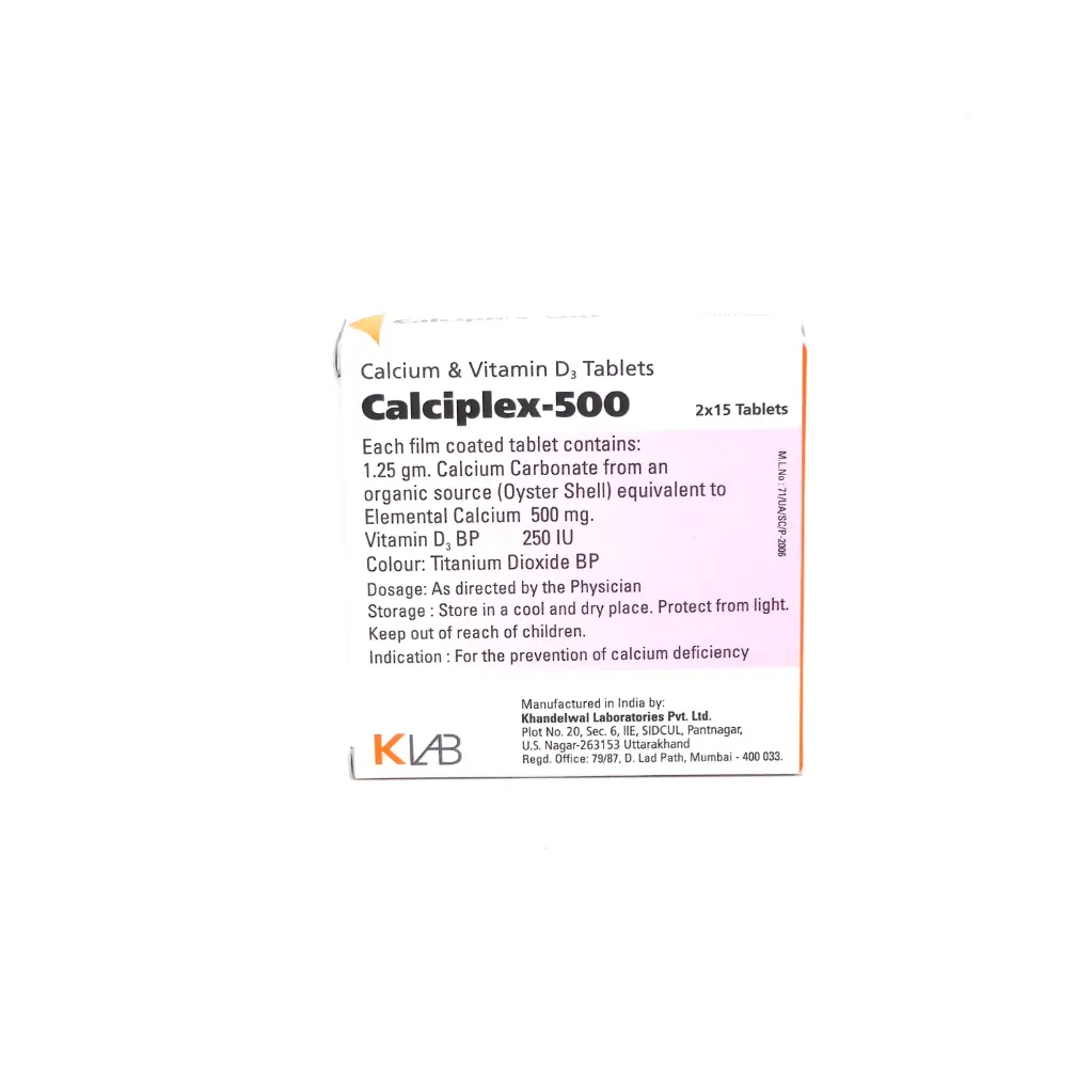 Calcium/Vitamin D3 500mg Tablets (Calciplex)