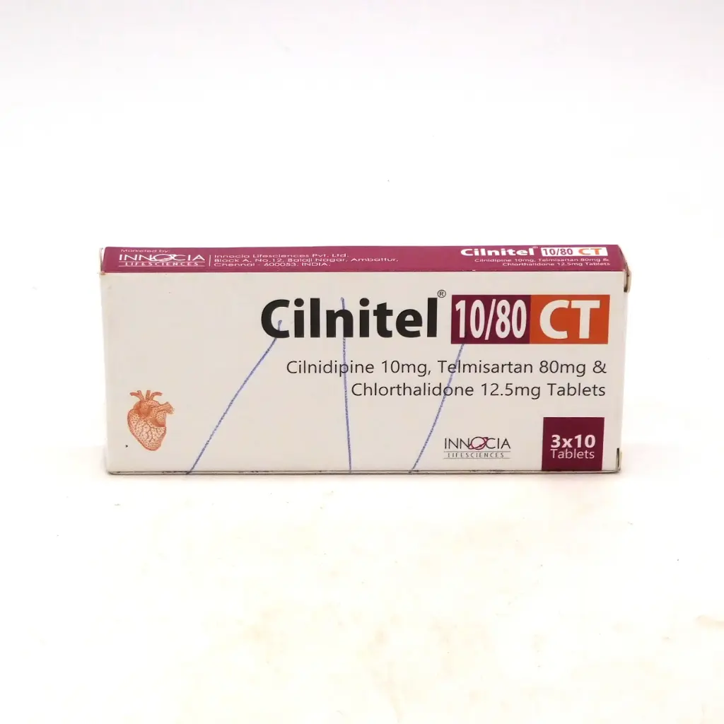 Clinidipine/Telmisartan/Chlorthalidone 10mg/80mg/12.5mg Tablets (Cilnitel 80CT)