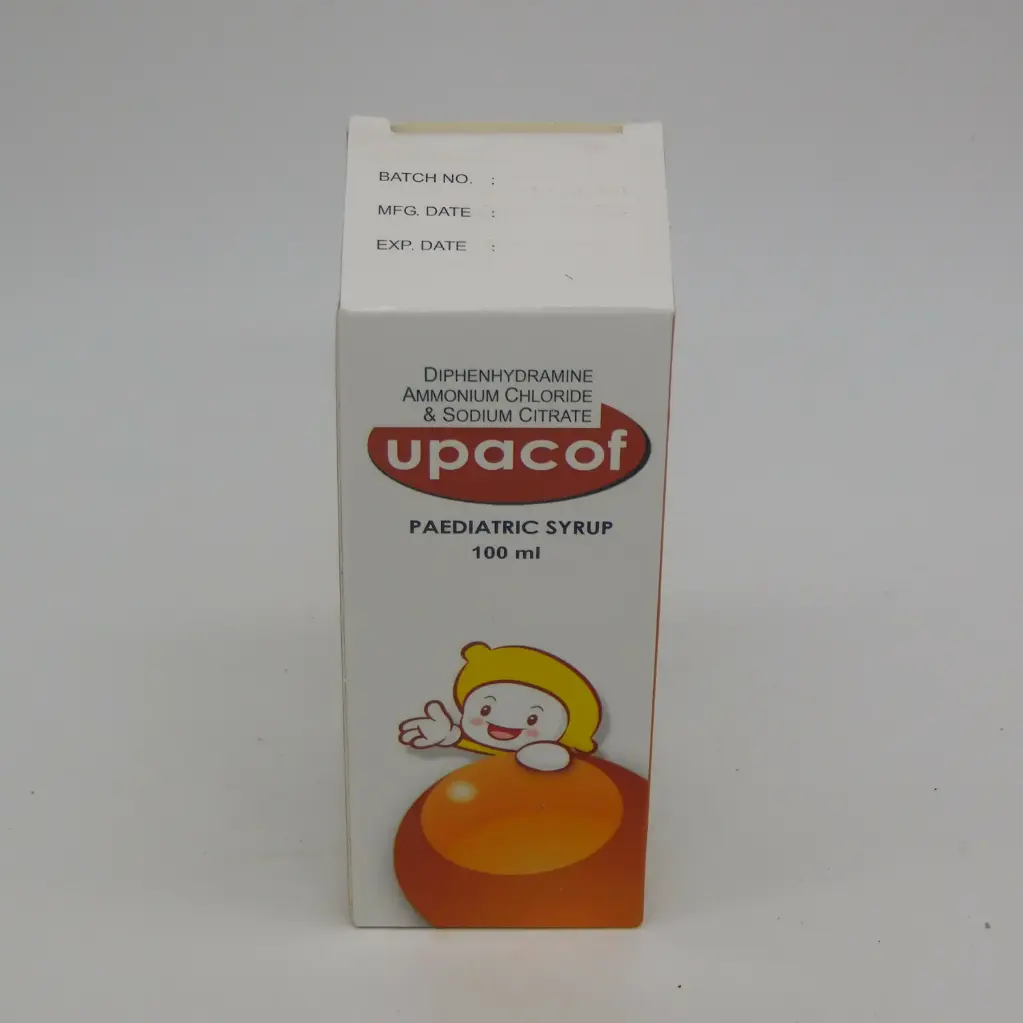 Diphenhydramine HCl 6.25mg/5ml Ammonium Chloride 60mg/5ml Sodium Citrate 25mg/5ml Menthol 0.5mg/5ml (Upacof Paediatric)