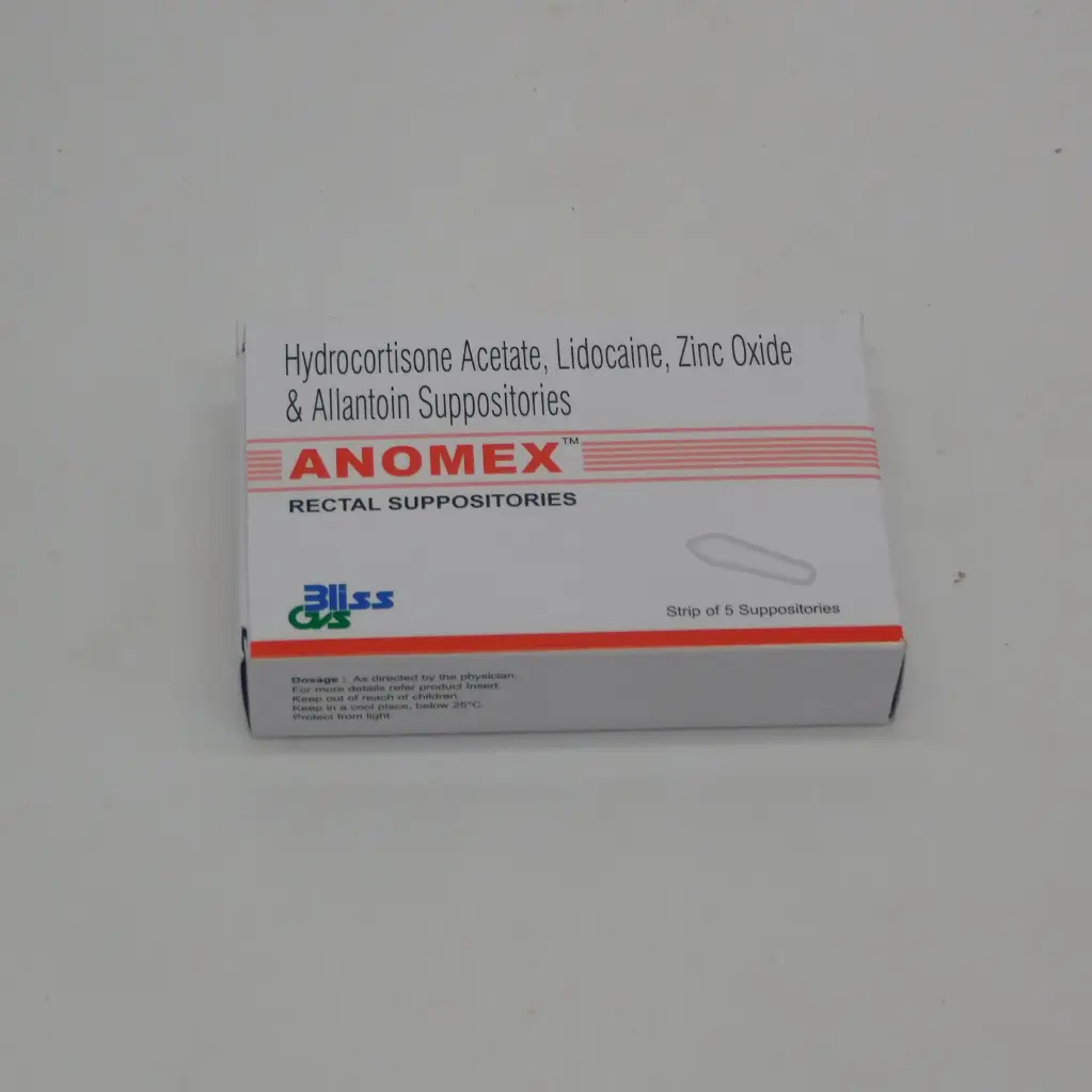 Hydrocortisone Acetate 0.25%w/w, Lidocaine 3%w/w, Zinc Oxide 5.0%w/w, Allantoin 0.5%w/w Rectal Suppositories (Anomex)