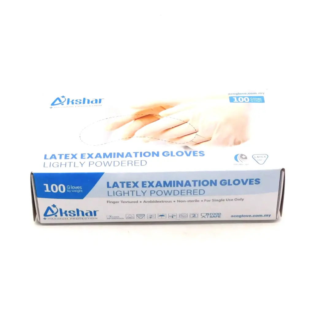 Latex Examination Gloves Medium Box (Akshar)