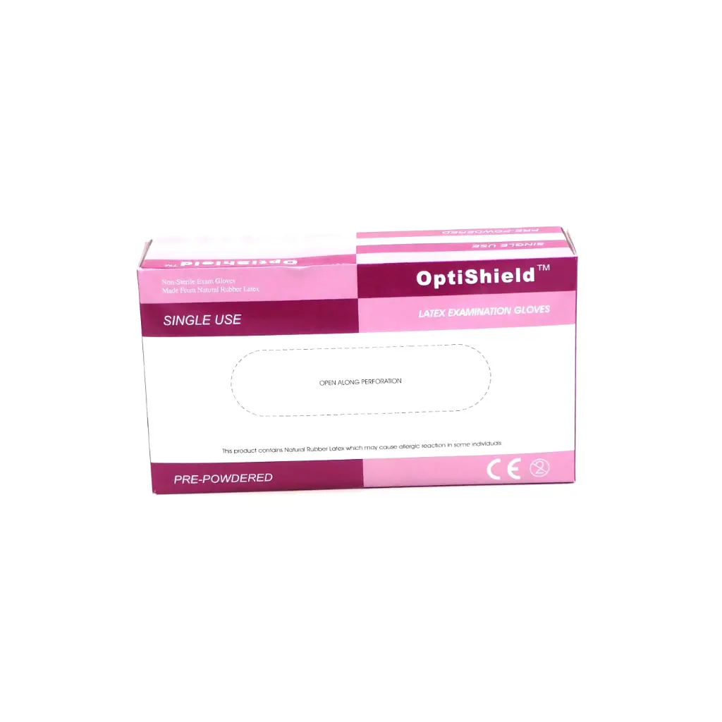 Latex Examination Gloves Medium Box (Optishield)