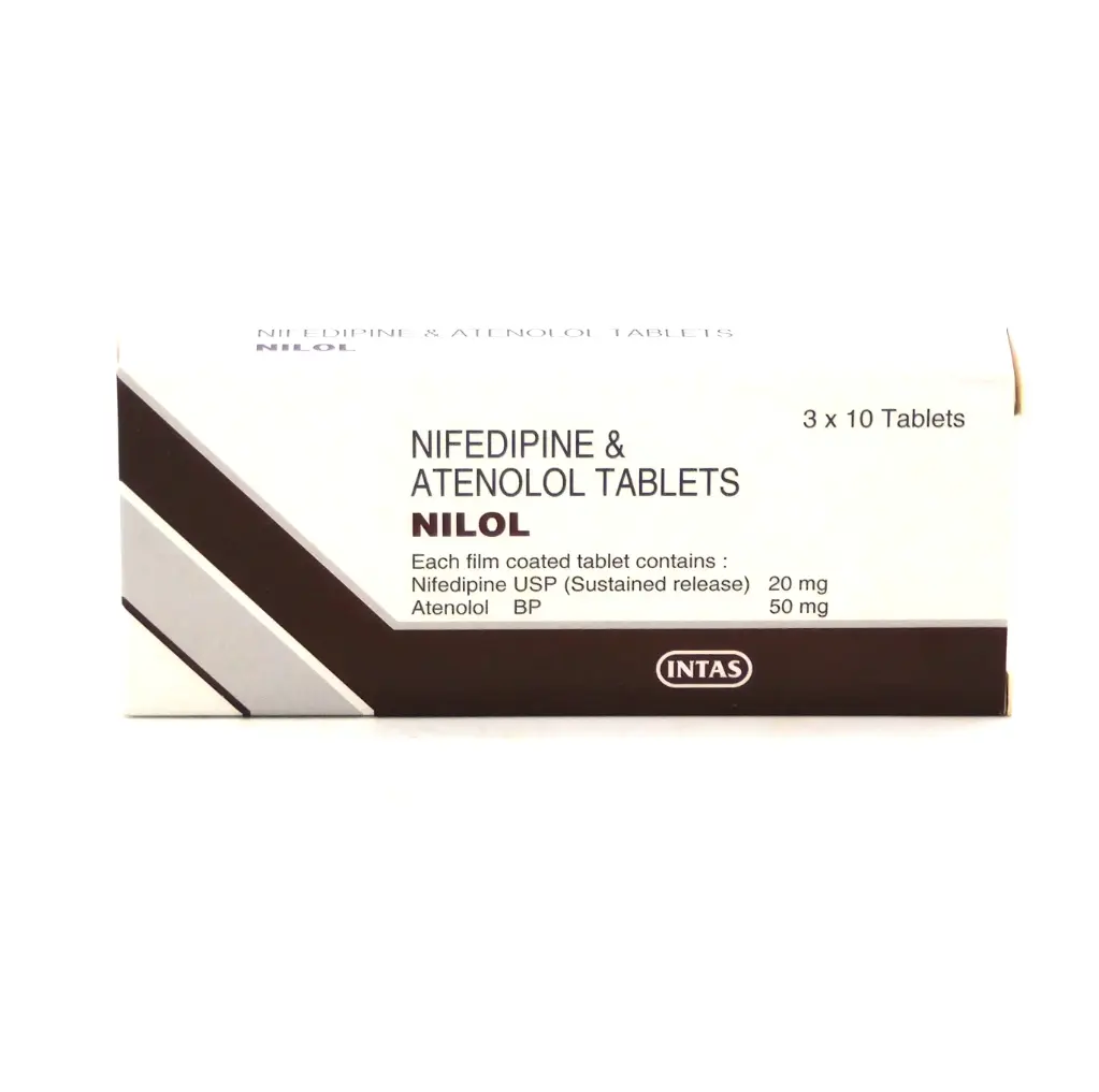 Nifedipine 20mg/Atenolol 50mg Tablets (Nilol)