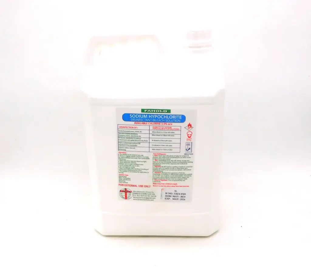 Sodium Hypochlorite 3.5% w/v 5 Litres (Faholo)