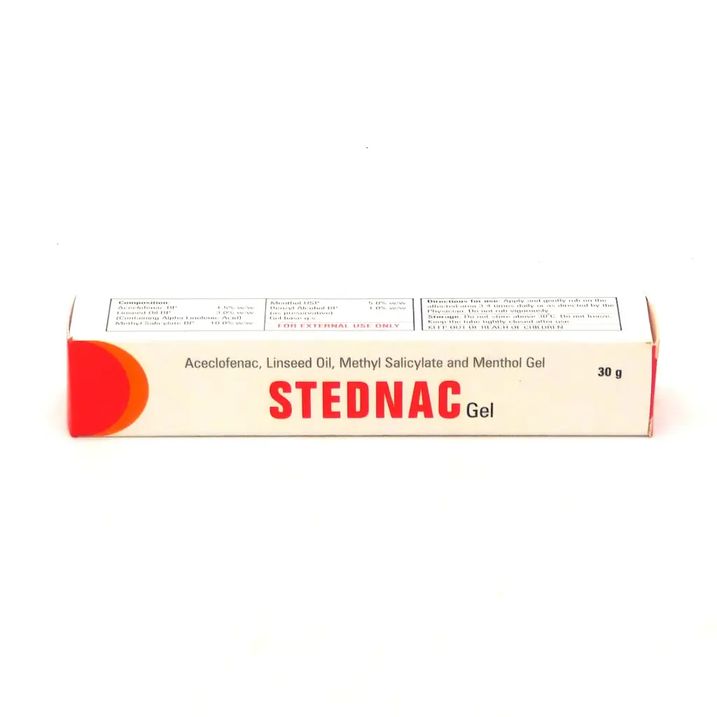 Aceclofenac BP/Linseed Oil/Methyl Salicylate/Menthol USP/ Benzyl Alcohol BP (Stednac Gel)
