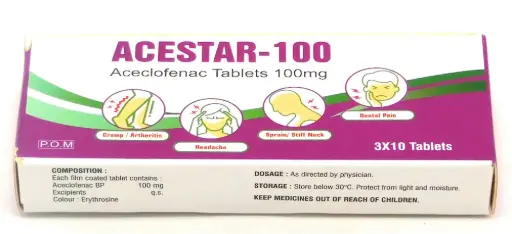 Aceclofenac 100mg Tablet (Acestar-100)
