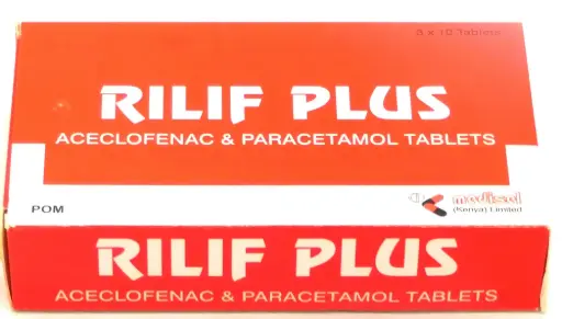 Aceclofenac/Paracetamol 100/500mg Tablets (Rilif Plus)