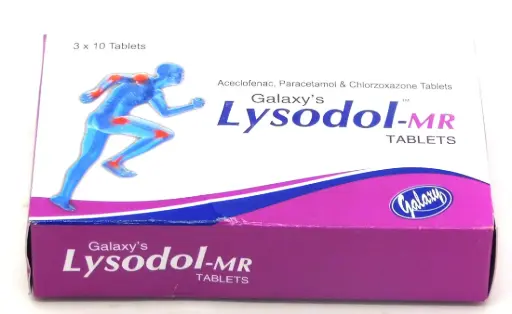Aceclofenac/Paracetamol/Chlorzoxazone 100/500/250mg Tablets (Lysodol MR)