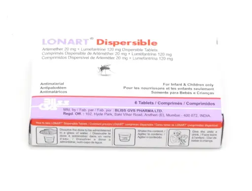 Artemether 20mg/Lumefantrine 120mg Dispersible Tablets (Lonart Dispersible)