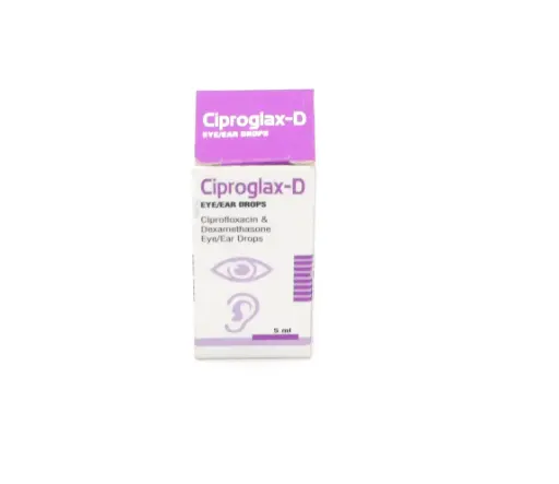 Ciprofloxacin/Dexamethasone 0.3%/0.1%w/v 5ml Drops (Ciproglax-D)