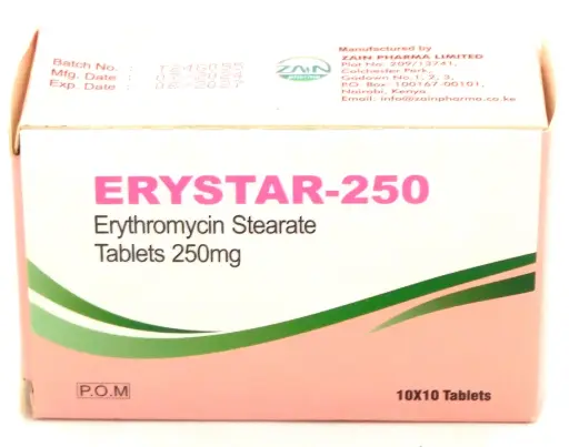 Erythromycin 250mg Tablets Blister (Erystar)
