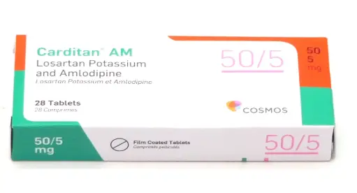 Losartan 50mg/Amlodipine 5mg Tablets (Carditan AM) 