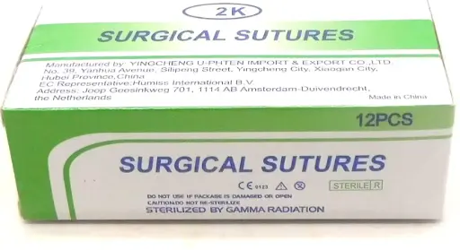 Nylon Surgical Sutures 40mm with Single Needle 75cm Size 2/0 Reverse Cutting (2K)