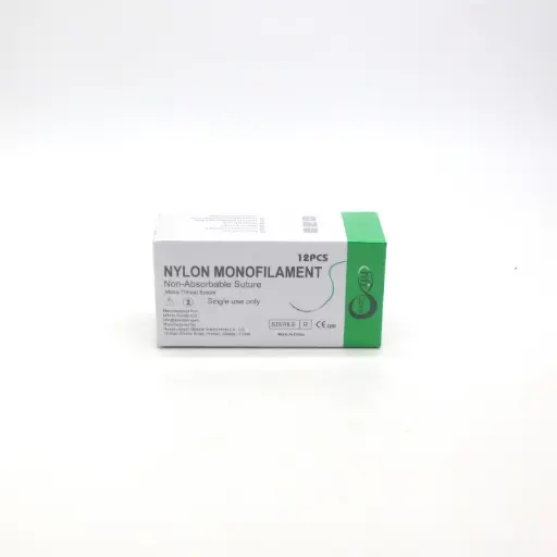 Nylon Surgical Sutures 40mm with Single Needle 75cm Size 2/0 Reverse Cutting (nfi Care)