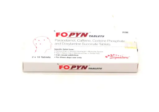 Paracetamol/Caffeine/Codeine Phosphate/Doxylamine 450mg/50mg/10mg/5mg Tablets (FOPYN)