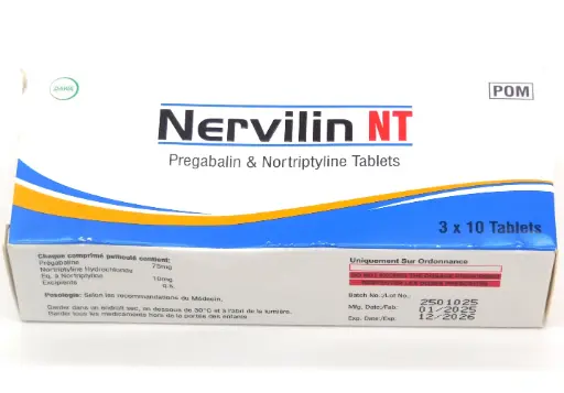 Pregabalin & Nortriptyline 75/10mg Tablets (Nervilin NT)