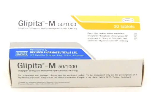 Sitagliptin/Metformin 50mg/1000mg Tablets (Glipita M)