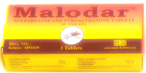 Sulfadoxine 500mg/Pyrimethamine 25mg Tablets (Malodar)