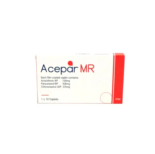 Aceclofenac/Paracetamol/Chlorzoxazone 100/500/375mg Tablets (Acepar-MR)