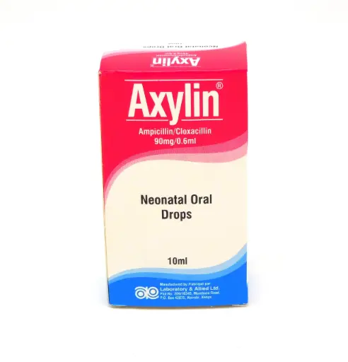 Ampicillin/Cloxacillin 90mg/0.6ml Neonatal Drops 10ml (Axylin)