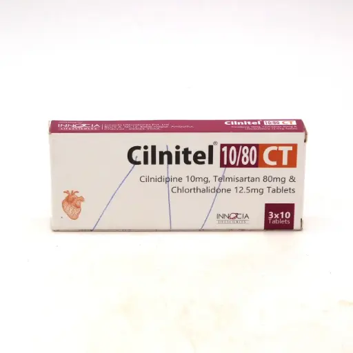 Clinidipine/Telmisartan/Chlorthalidone 10mg/80mg/12.5mg Tablets (Cilnitel 80CT)