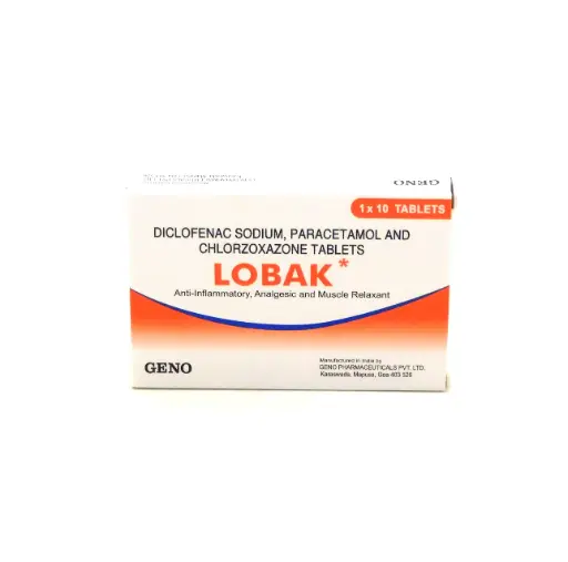 Diclofenac/Paracetamol/Chlorzoxazone 50mg/325mg/250mg Tablets (Lobak)