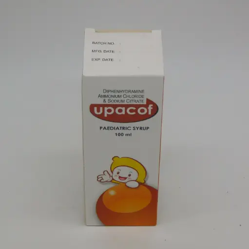 Diphenhydramine HCl 6.25mg/5ml Ammonium Chloride 60mg/5ml Sodium Citrate 25mg/5ml Menthol 0.5mg/5ml (Upacof Paediatric)