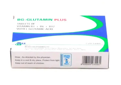 Vitamin B1 100mg, B6 50mg, B12 100mg, L-Glutamic Acid 500mg Tablets (BG-Glutamin-Plus)