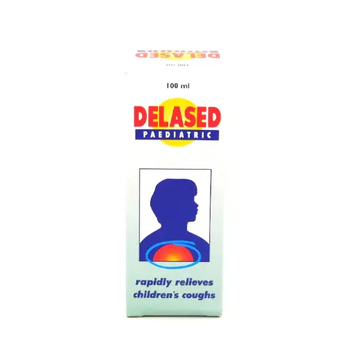 Sodium Citrate 28.5/5ml Diphenhydramine HCl 7mg/5ml Menthol 0.55mg/ml Syrup 100ml (Delased Paediatric)